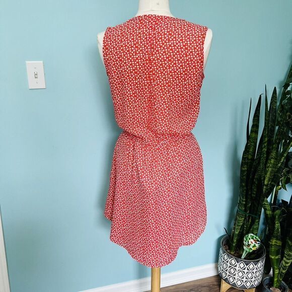 Gap Women XS Red Floral Flower Casual Dress Spring Summer Tie Waist 0672 - Picture 5 of 11